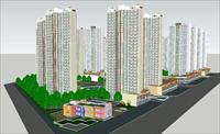 高层住宅小区规划建筑方案精细sketchup设计模型