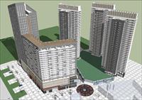 商业购物广场+高层住宅小区SketchUp精细设计模型