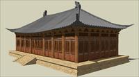 仿古财神庙建筑方案SketchUp精细设计模型
