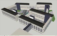 中学建筑与景观规划方案SketchUp精细设计模型