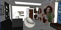 一个现代时尚户型室内装潢场景SketchUp精致设计模型