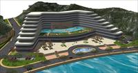 一个武当山沿湖度假酒店SketchUp精致设计模型