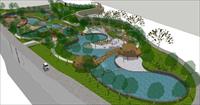 坡地滨水公园SketchUp精细设计模型