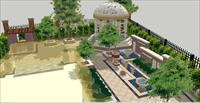 欧式别墅庭院景观方案SketchUp精细设计模型