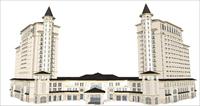 法式双塔楼酒店SketchUp精细设计模型