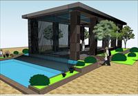 廊架+水景方案SketchUp精细设计模型