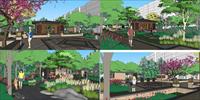 灰晕风格——小区庭院景观方案SketchUp精细设计模型