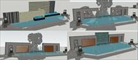 四个小水景墙方案SketchUp精细设计模型