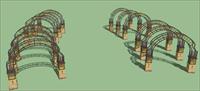 弧型铁艺廊架SketchUp精细设计模型
