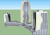 酒店塔楼综合体SU(草图大师)精品建筑设计模型