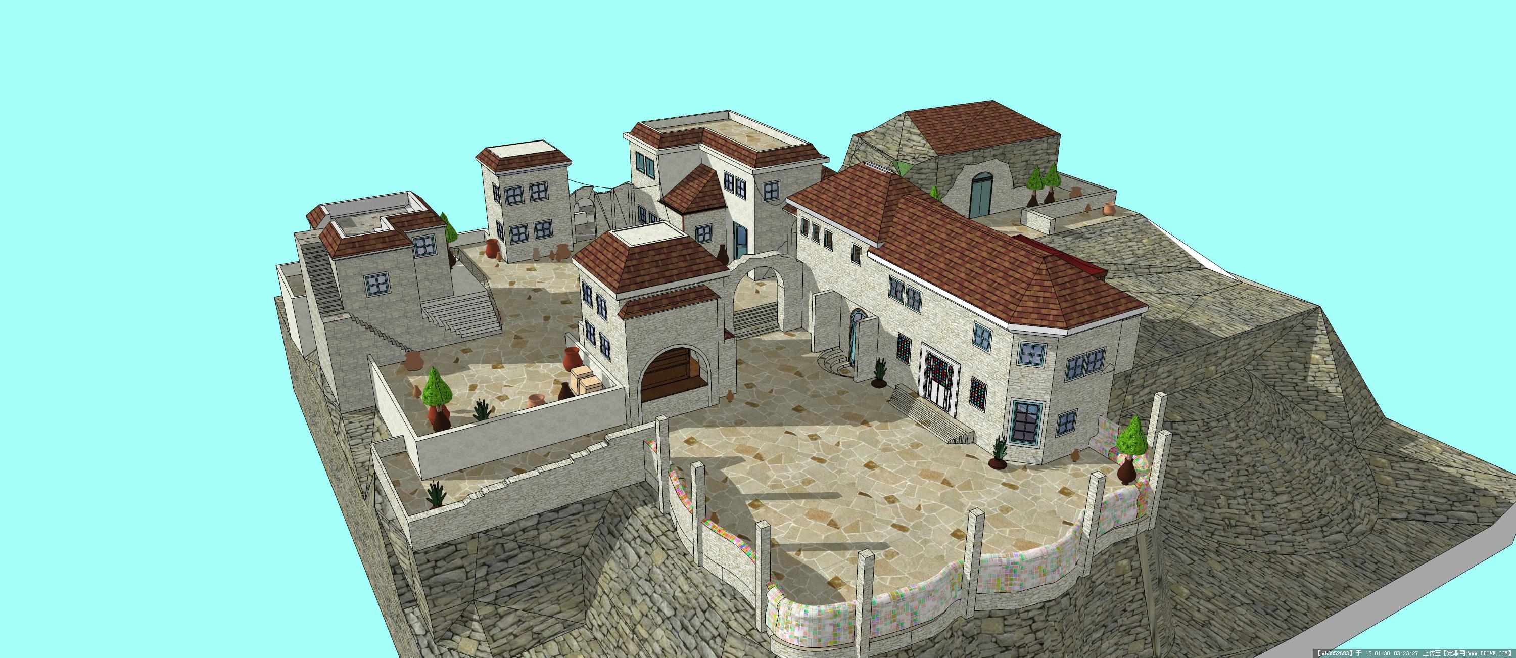 欧式城堡建筑群设计方案SU(草图大师)模型