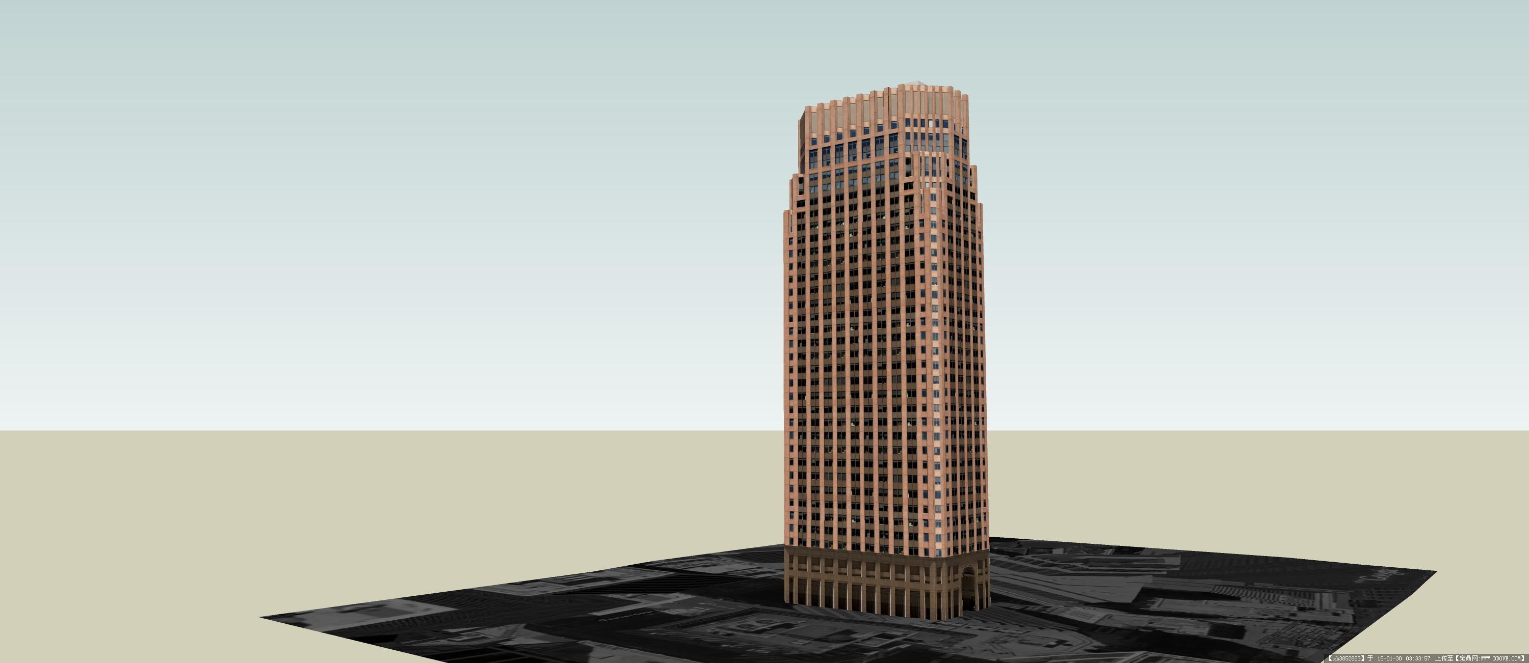 商务办公大楼建筑设计方案SU(草图大师)精细模型